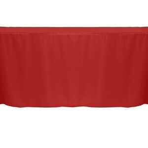 Holiday Red Polyester Tablecloth 90x132 fits 6ft table to the floor